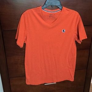 Orange, v neck t shirt